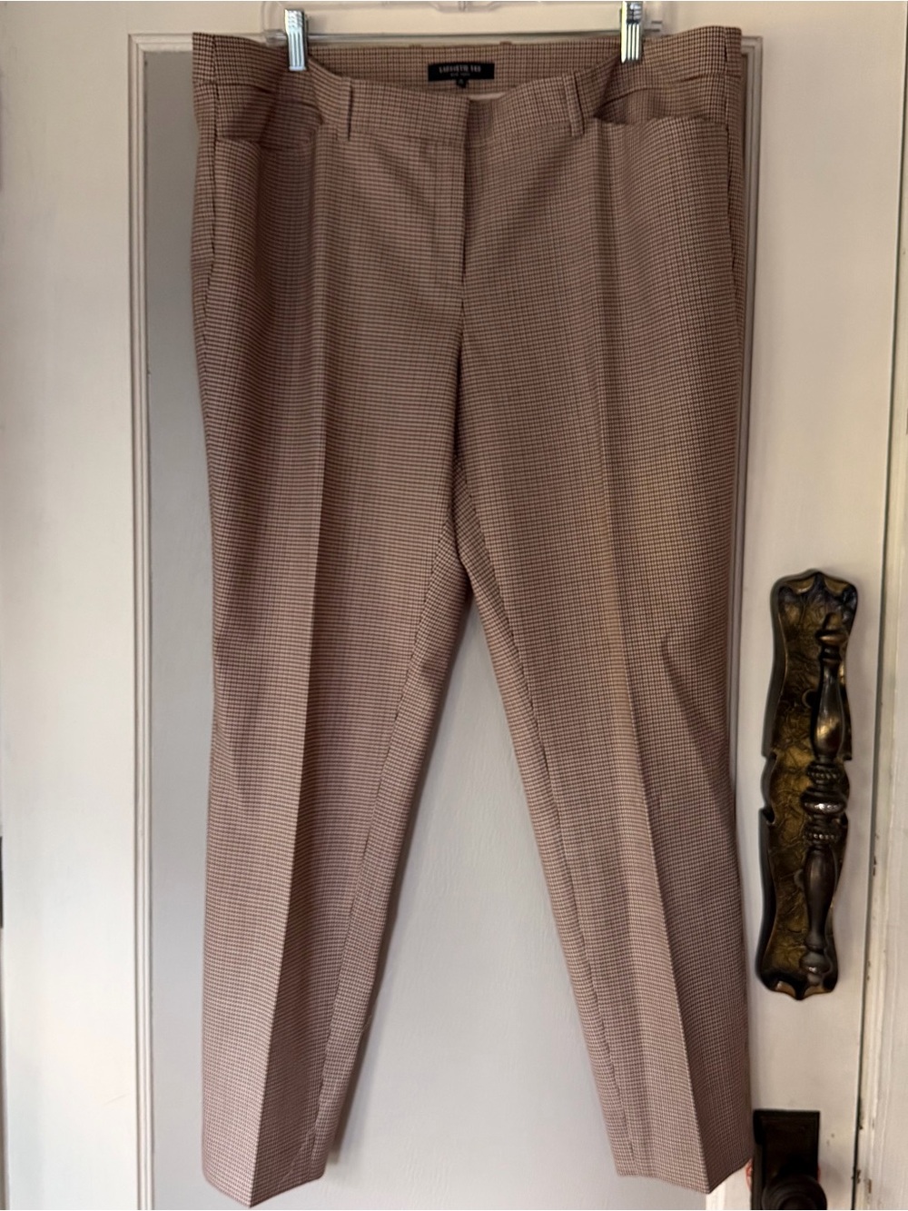 LAFAYETTE 148 NEW YORK Haberdashery Mini Check Wool straight leg pants